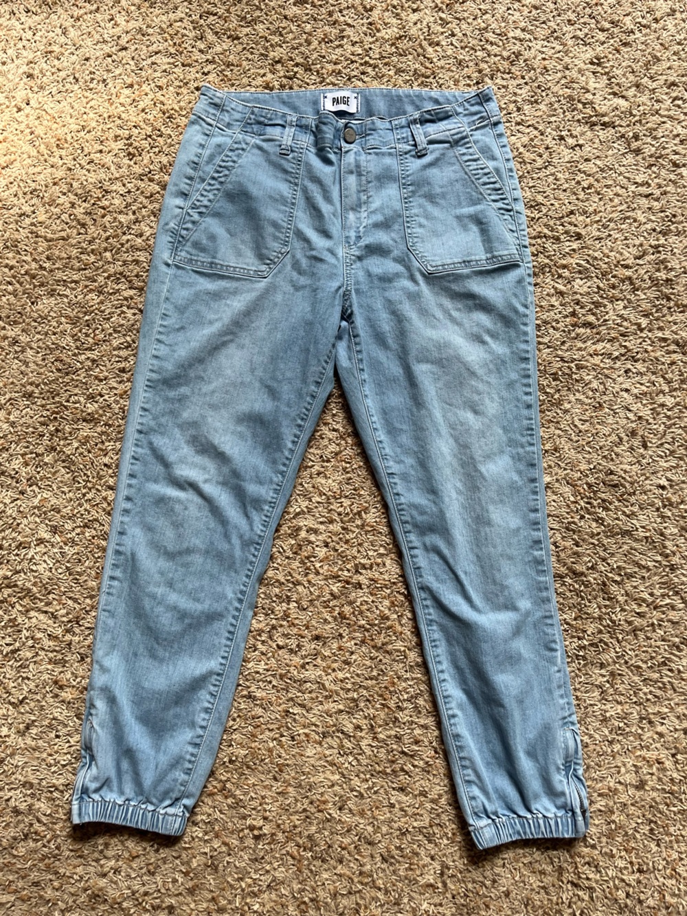 Paige Mayslie Jogger Light Wash Cotton Blend Lightweight Travel Size 30 - Picture 2 of 9